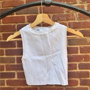 zara white cropped tank